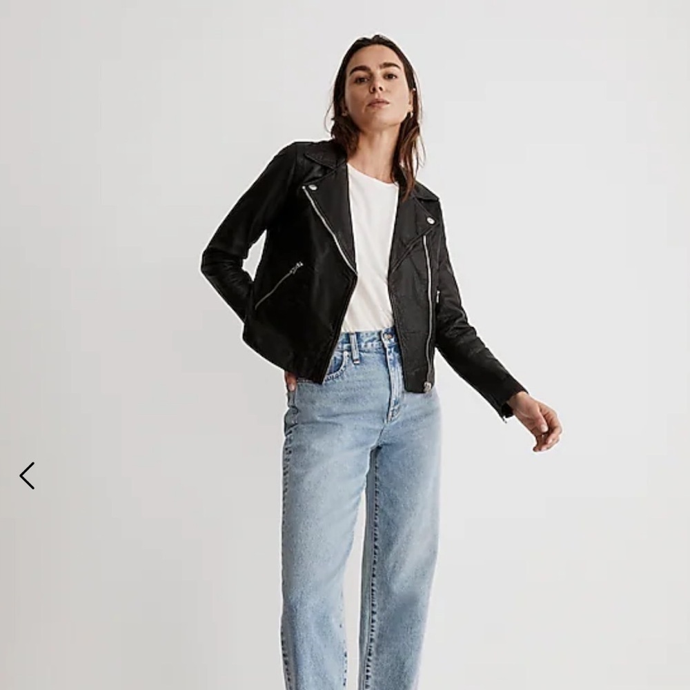 Madewell The Washed Leather Motorcycle Jacket Size XS NWOT